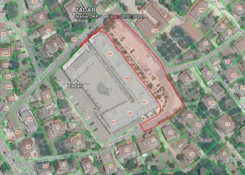 Čestica koju je Zadarska nadbiskupija tražila u razmjeni, a koja je upisana na Grad Zadar